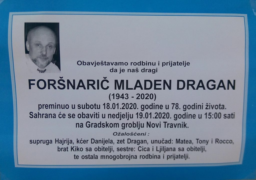 U Novom Travniku sahranjen novinar Dragan Foršnarič