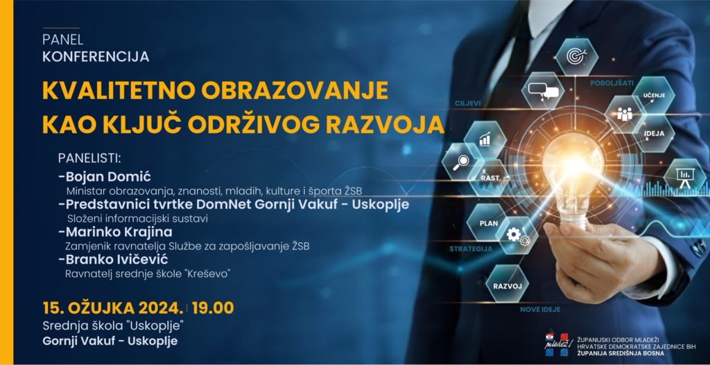 ŽO Mladeži HDZ BiH ŽSB organizira panel konferenciju: Kako kvalitetno obrazovanje otvara vrata održivom razvoju