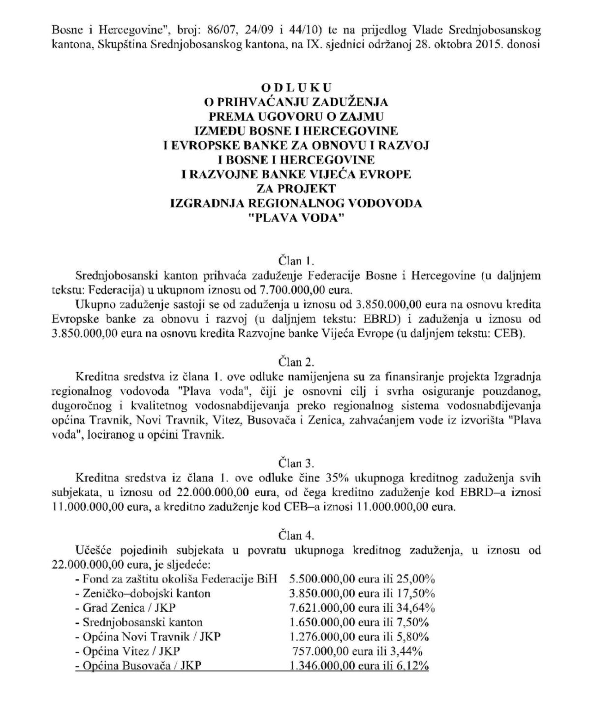 Preko vode do...22 miliona Eura- Vlada SBK upropastila projekat "Plava voda",a građani platili ceh