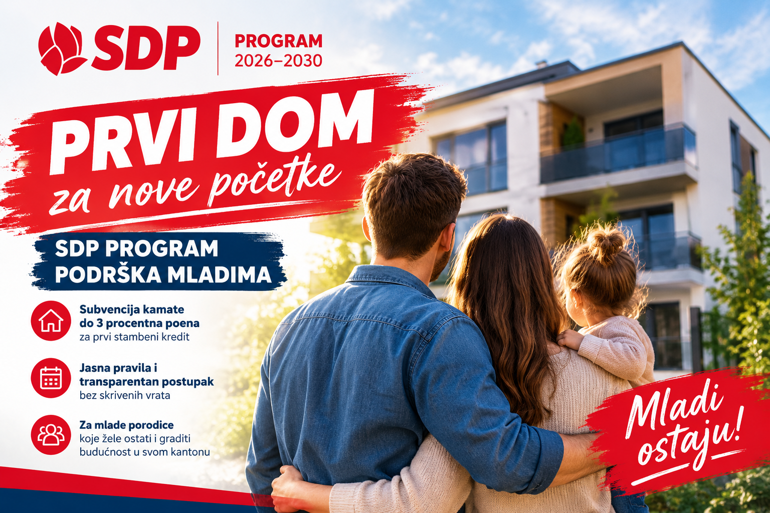 Prvi dom bez čekanja: SDP najavio snažnu podršku mladim porodicama